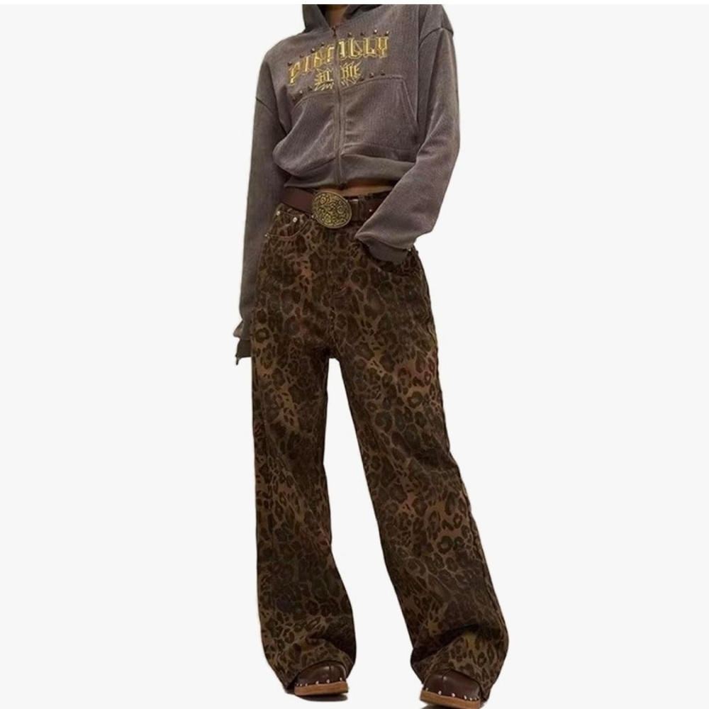 Leopard Print Jeans for Women Men